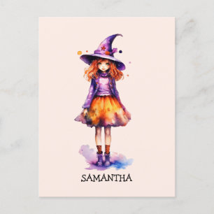 Carte Postale Pastel Cute Witch Girl - Halloween esthétique (2)