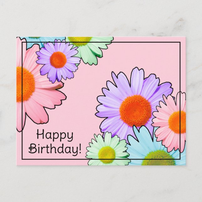 Carte Postale Pastel Daisies Joyeux Anniversaire (Devant)