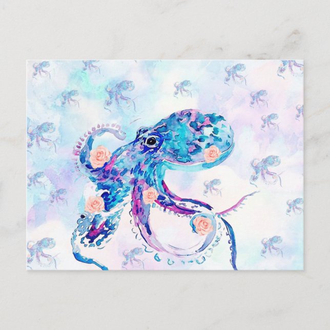 Carte Postale pastel de poulpe en rêve (Devant)