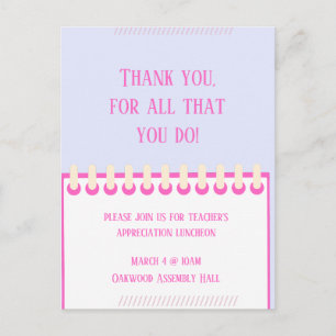 Carte postale pastel de remerciement pour les ense