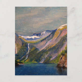 Carte Postale pastel d'huile de fjord norvégien