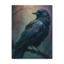 Pastel Goth Art Illustré Corbeau Solitaire