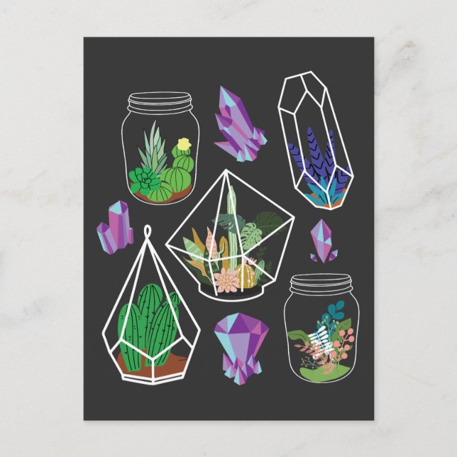 Carte Postale Pastel Goth Succulent Cactus Kawaii Terrarium (Devant)