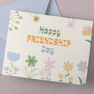 Carte Postale Pastel Green et Orange Floral Friendship Day