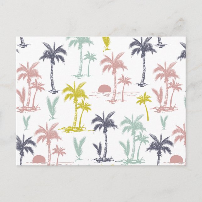 Carte Postale Pastel Palm Tree by the Beach Motif (Devant)