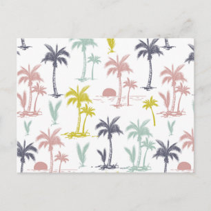 Carte Postale Pastel Palm Tree by the Beach Motif