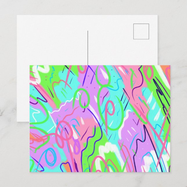 Carte Postale Pastel Pop Art Abstrait (Devant / Derrière)