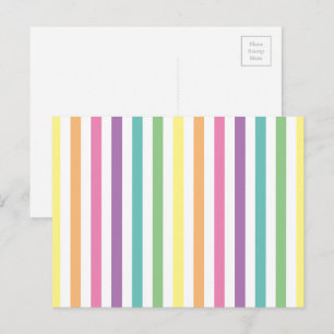 Carte Postale Pastel Rainbow et White Stripes Motif