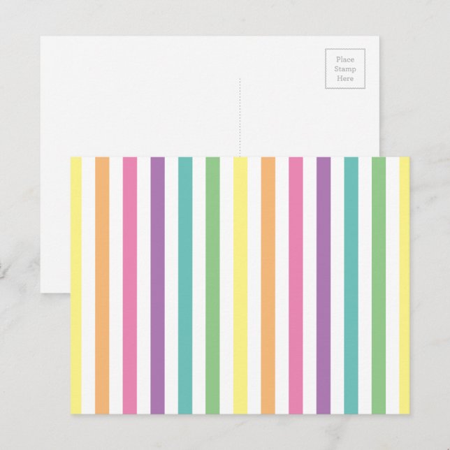 Carte Postale Pastel Rainbow et White Stripes Motif (Devant / Derrière)