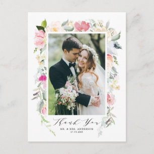 Carte Postale Pastel Spring Floral Blooms Mariage Merci