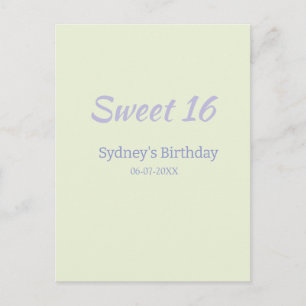 Carte Postale Pastel vert violet nom d'anniversaire 16 ans gras