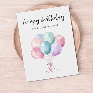 Carte Postale Pastel Watercolor Balloons Business Joyeux Anniver