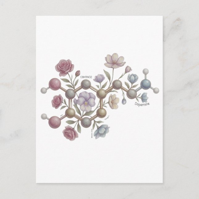 Carte Postale Pastel Watercolor Dopamine Molecule Neurodivregent (Devant)
