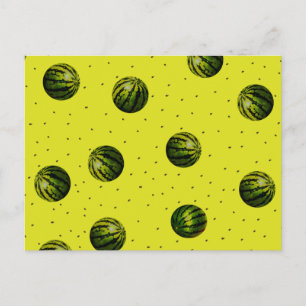 Carte Postale pastèque jaune avec graines