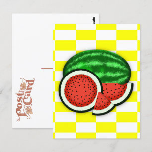 Carte Postale Pastèque sur fond doré