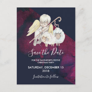 Carte Postale Pasteur de Noël Ange avec agneaux Enregistrer la d