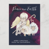 Pasteur de Noël Ange avec Agneaux Vacances