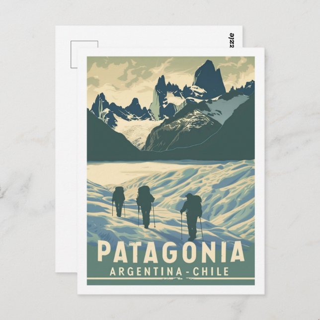 Carte Postale Patagonia Argentine Chili Vintage voyage Place (Devant / Derrière)