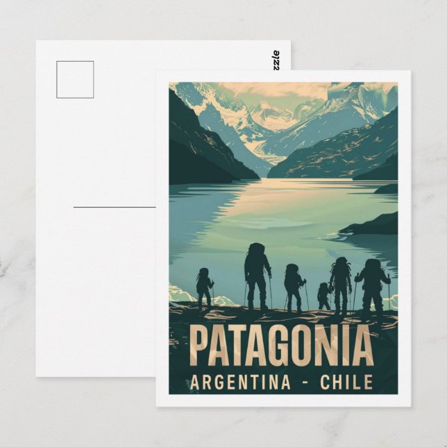 Carte Postale Patagonia Argentine Chili Vintage voyage Place (Devant / Derrière)