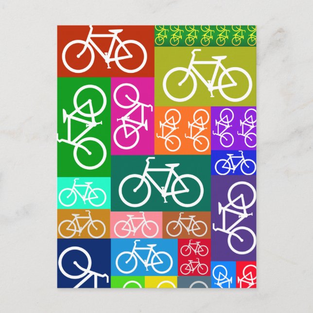 Carte Postale Patchwork Bicyclettes Art (Devant)