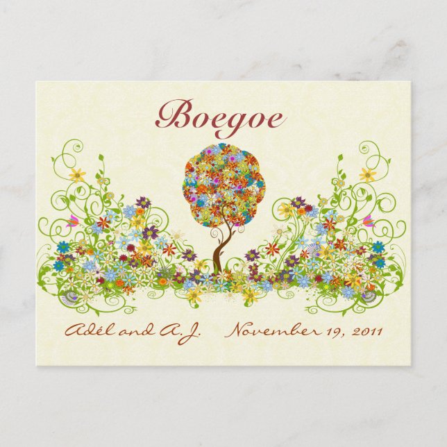 Carte Postale Patchwork Flower Love Merci Post Card (Devant)
