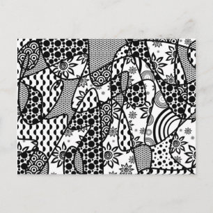 Carte Postale Patchwork motif noir et blanc 03