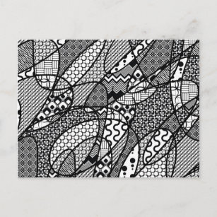 Carte Postale Patchwork Motif noir et blanc 05