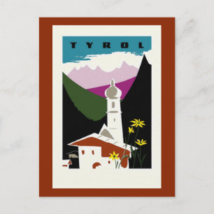 Carte Postale Pâte à huile rétro dessin Tyrol Autriche Voyage