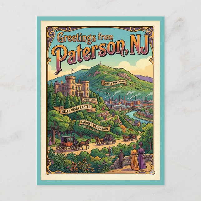 Carte Postale Paterson NJ Château Lambert Garret Mountain (Devant)