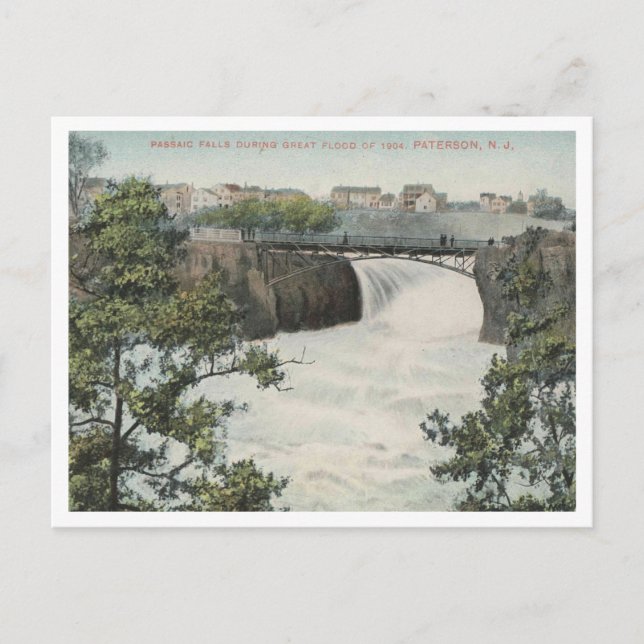 Carte Postale Paterson NJ, Chutes Passaic, Inondation de 1904 Vi (Devant)