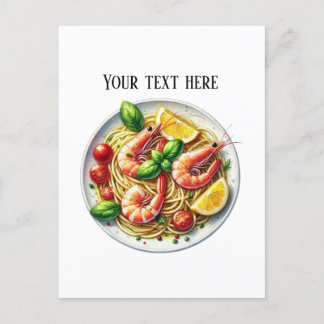 Carte Postale Pâtes de crevettes mignonnes ajouter du texte