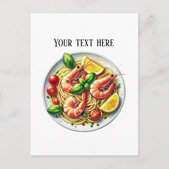 Carte Postale Pâtes de crevettes mignonnes ajouter du texte (Devant)