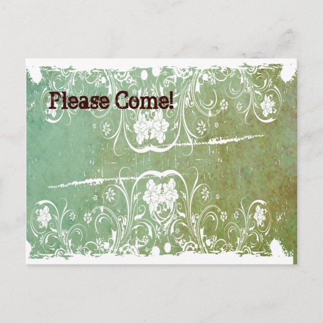 Carte Postale Patina Green Shabby Chic Invitation (Devant)