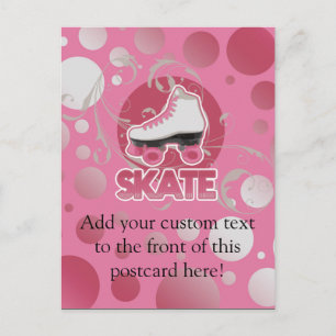 Carte Postale Patinage à rouleaux à bulles roses, patinage