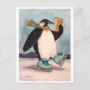 Carte postale Patinage de pingouin