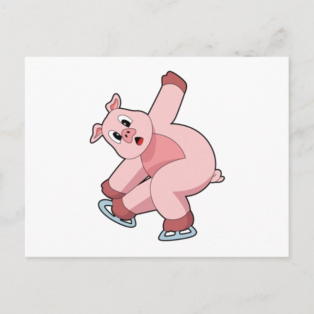 Carte Postale Patinage de porc Patins à glace (Devant)