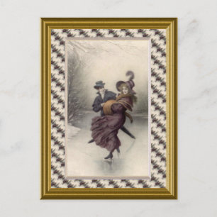 Carte Postale Patinage en couple victorien