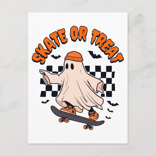 Carte Postale Patinage ou traitement du fantôme Halloween (Devant)