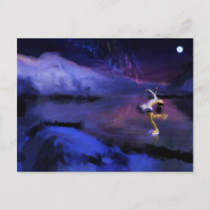 Carte Postale Patinage sous les aurores boréales