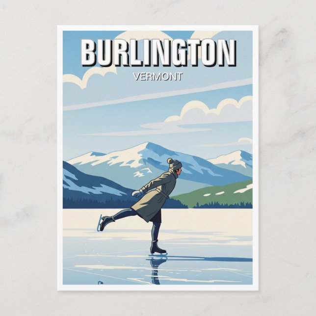 Carte Postale Patinage sur glace à Burlington Vermont Voyage (Devant)