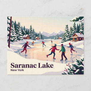 Carte Postale Patinage sur glace à Saranac Lake, New York