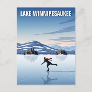 Carte Postale Patinage sur glace dans le lac Winnipesaukee Voyag