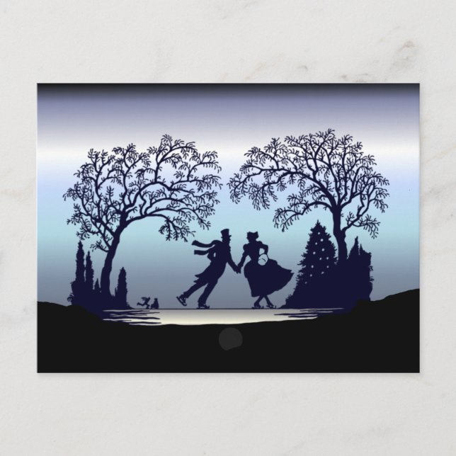 Carte Postale Patinage sur glace dans le parc - Silhouette (Devant)