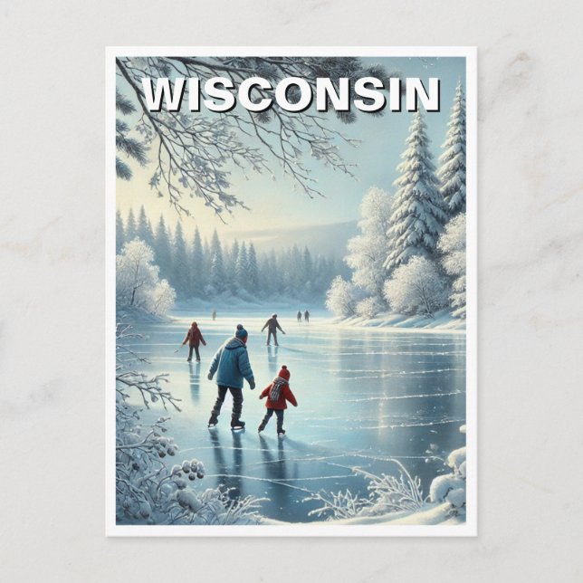 Carte Postale Patinage sur glace du Wisconsin (Devant)