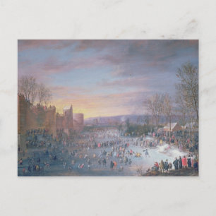 Carte Postale Patinage sur glace sur le Stadtgraben à Bruxelles,