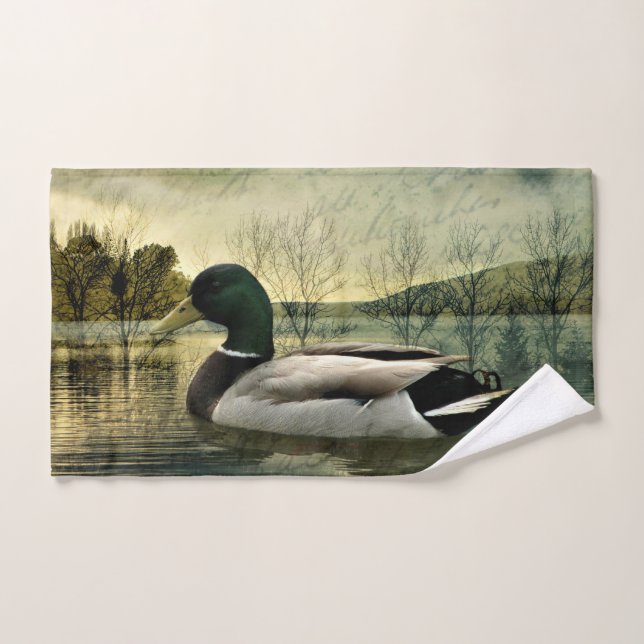 Carte postale Patinée vintage Mallard Duck (Serviette à main)