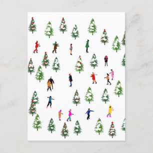 Carte Postale Patineurs sur glace │ patinage sur glace Noël hive