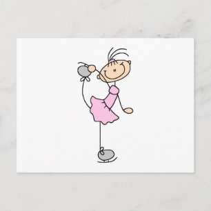 Carte Postale Patineuse artistique en robe rose T-shirts et Cade