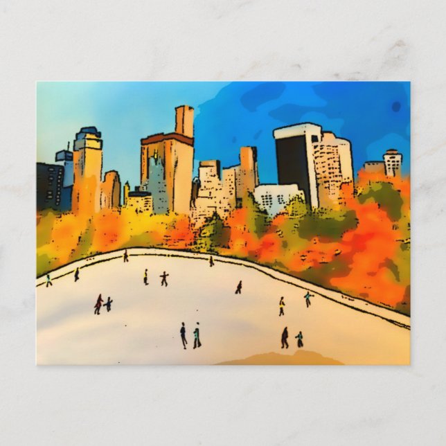 Carte Postale Patinoire de New York Central Park  (Devant)
