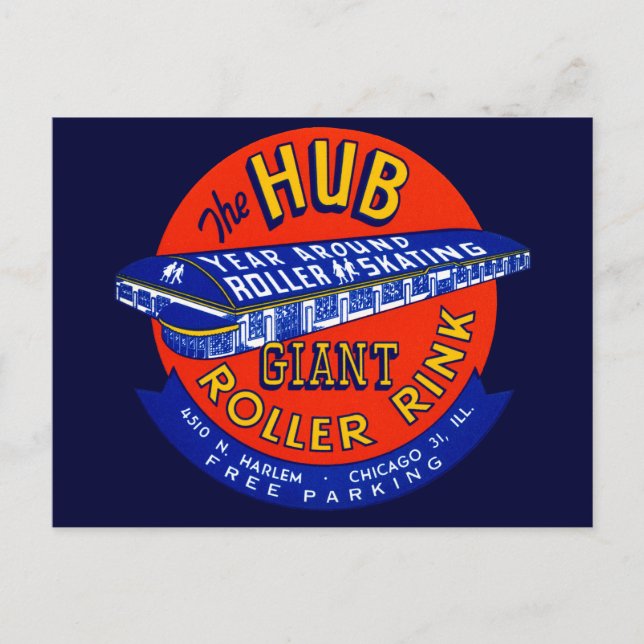 Carte Postale patinoire vintage Chicago (Devant)